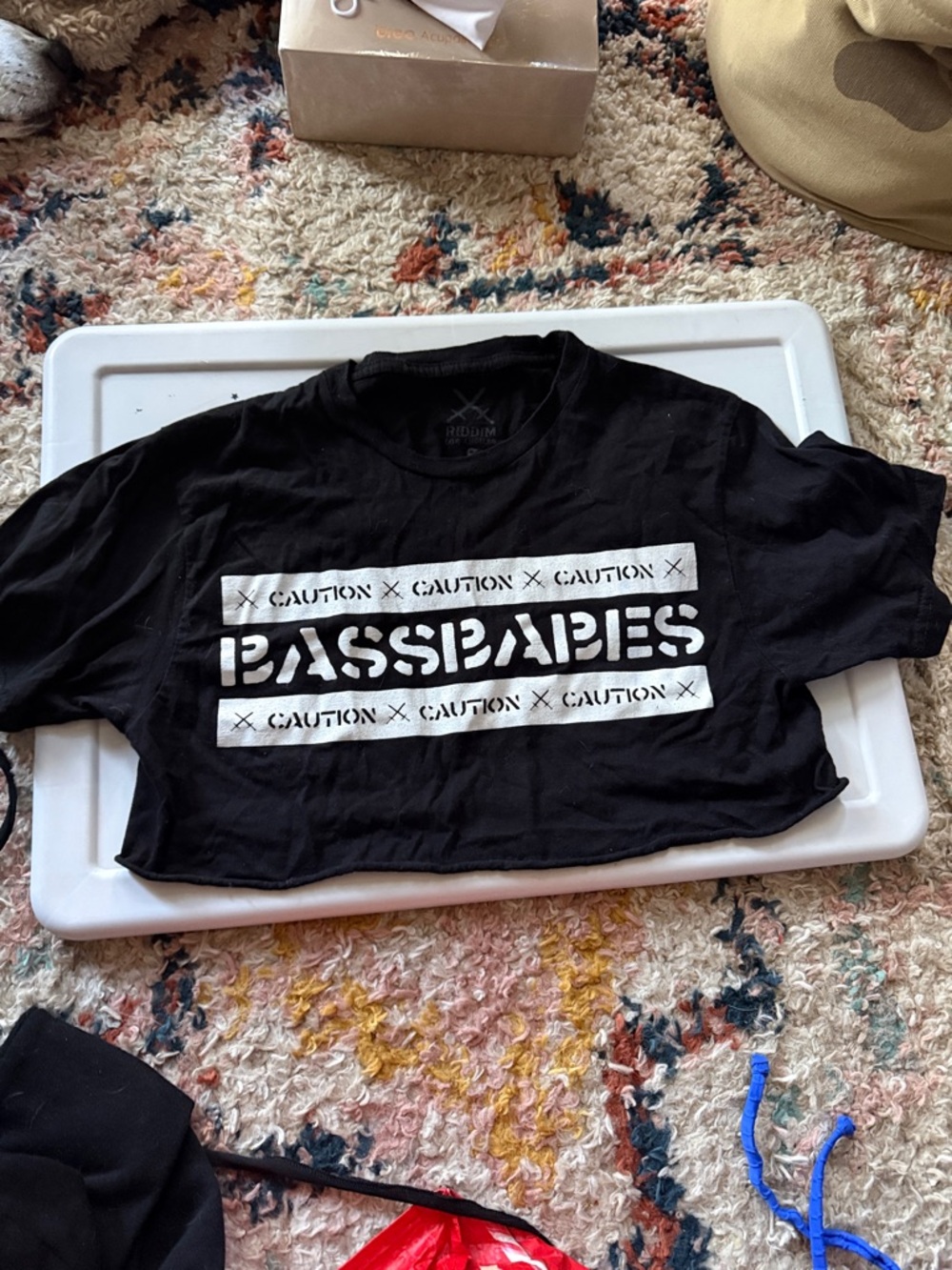 BASSBABES Black Graphic Crop Tee